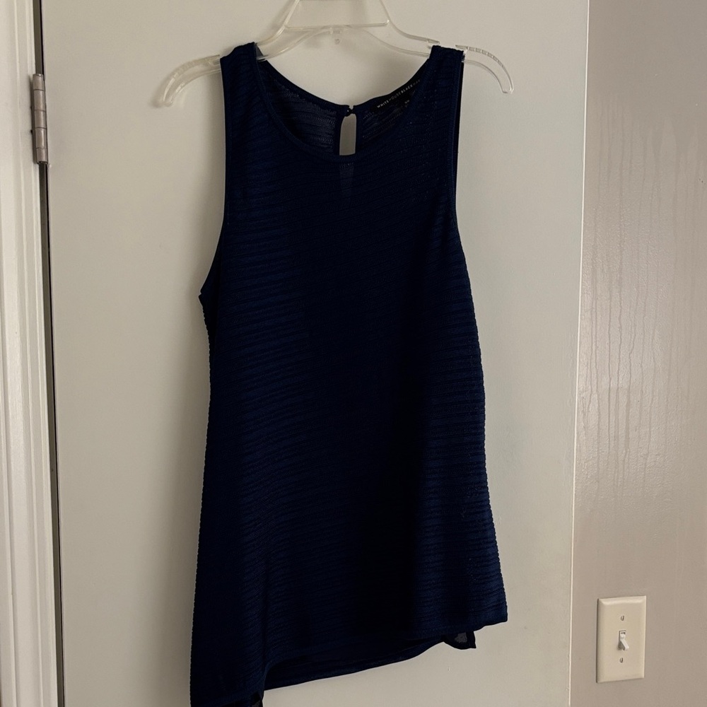 Navy Textured Sleeveless Tank Top